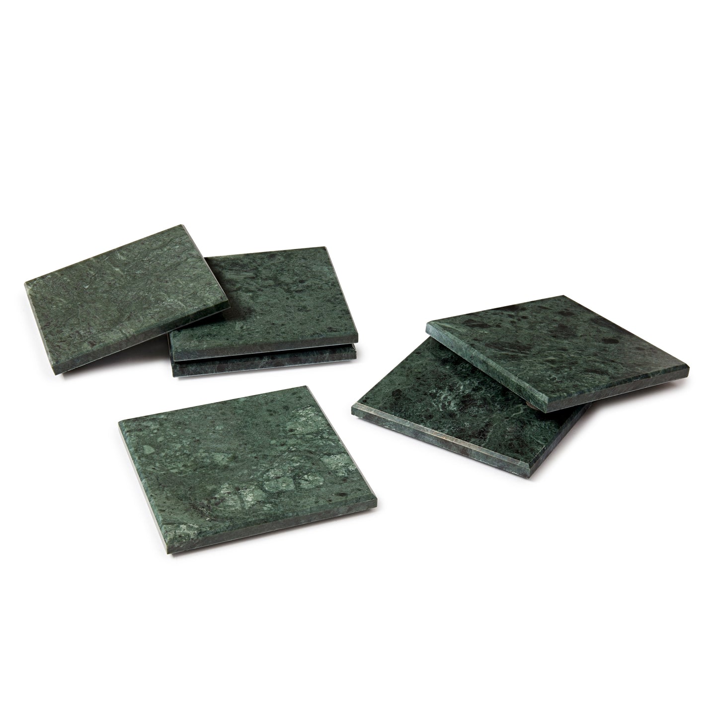 Square Marble Coasters - 10cm - Green - Pack of 6