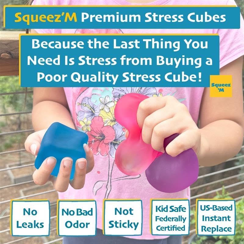 Squeez'M Chill Cube – Premium Purple Desk Fidget for Focus & Quiet Stress Relief