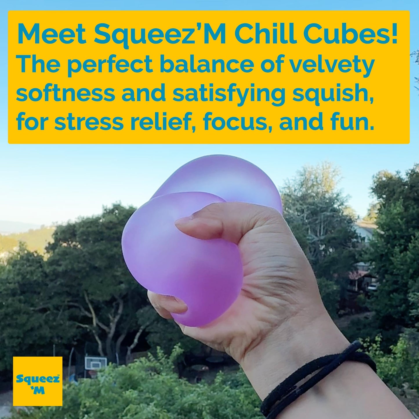 Squeez'M Chill Cube – Premium Purple Desk Fidget for Focus & Quiet Stress Relief