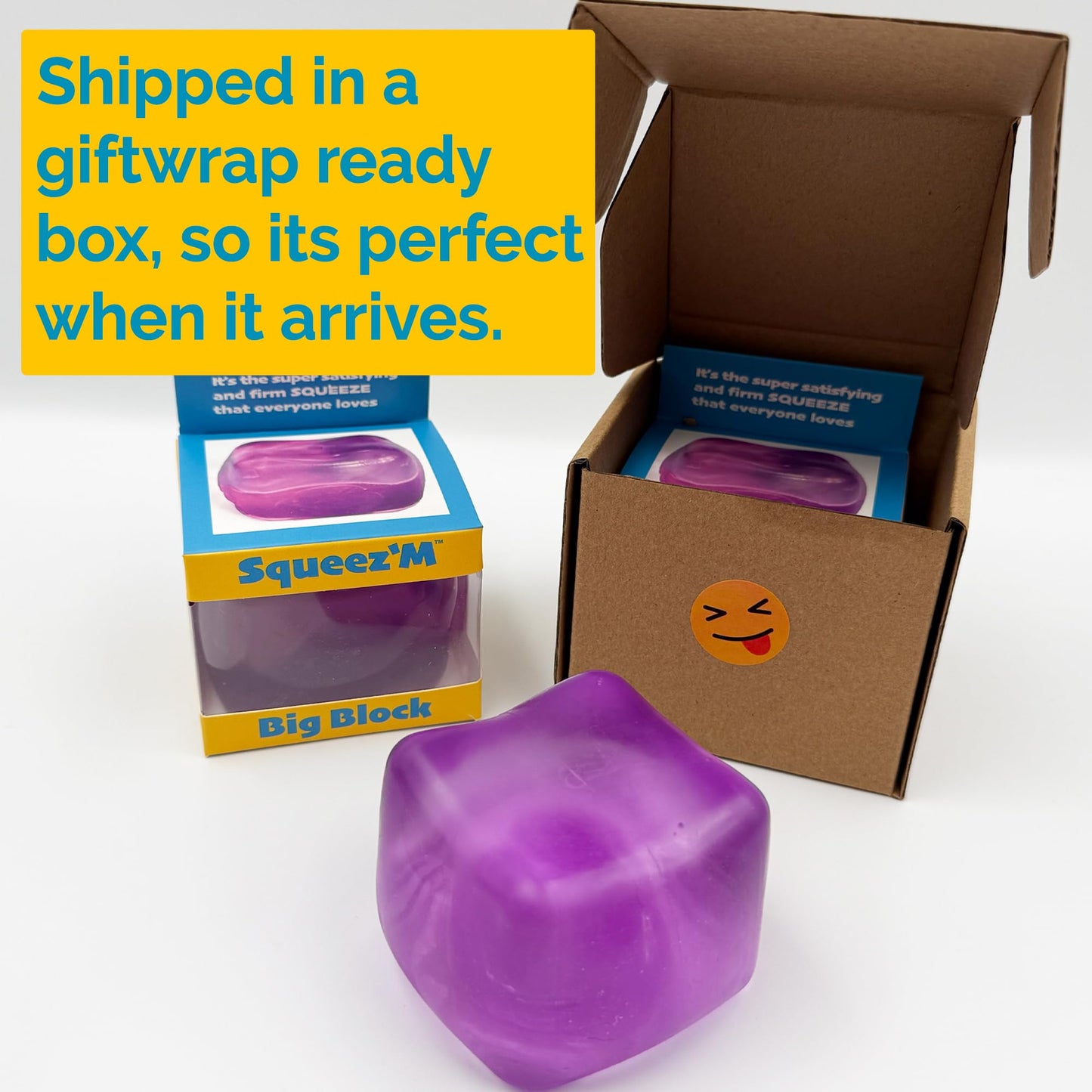 Squeez'M Premium Big Block Cube – 35% Larger, ASTM F963 Certified, Gift-Ready Sensory Toy