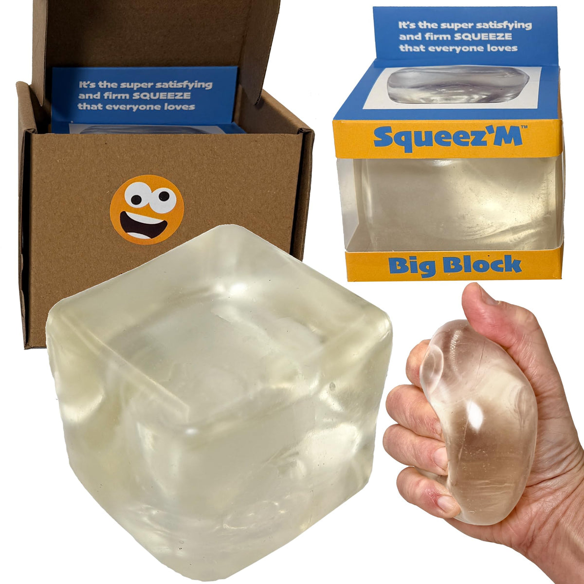 Squeez'M Premium Big Block Cube – 35% Larger Sensory Fidget, Gift-Ready
