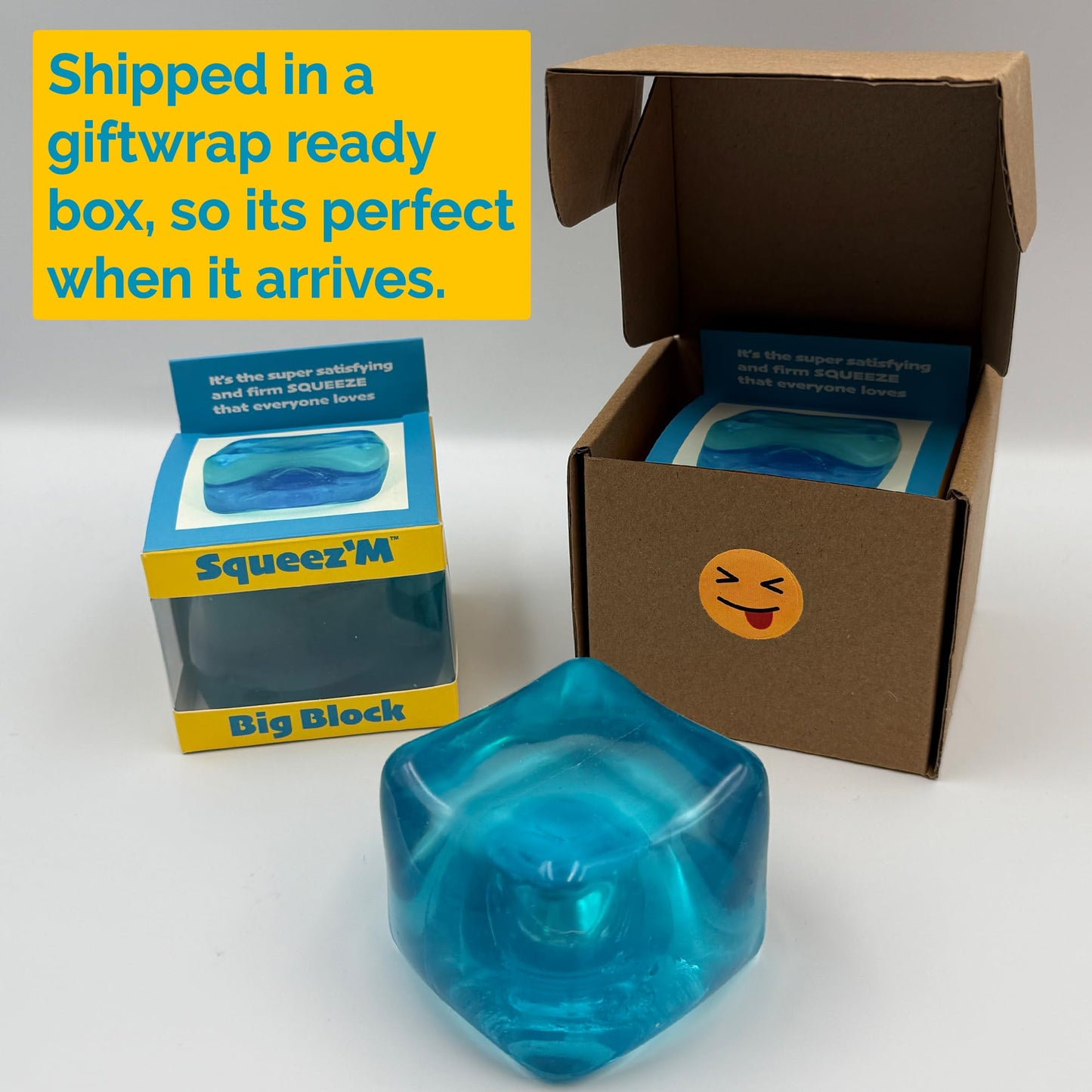 Squeez'M Premium Big Block Cube - 35% Larger Sensory Fidget for Focus & Play