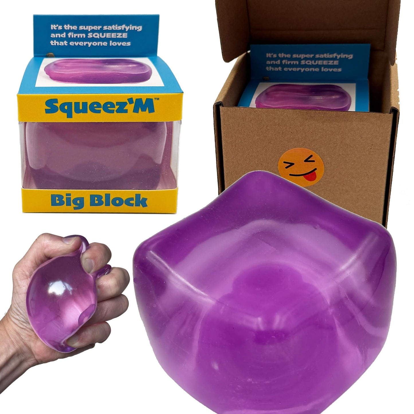 Squeez'M Premium Big Block Cube – 35% Larger, ASTM F963 Certified, Gift-Ready Sensory Toy