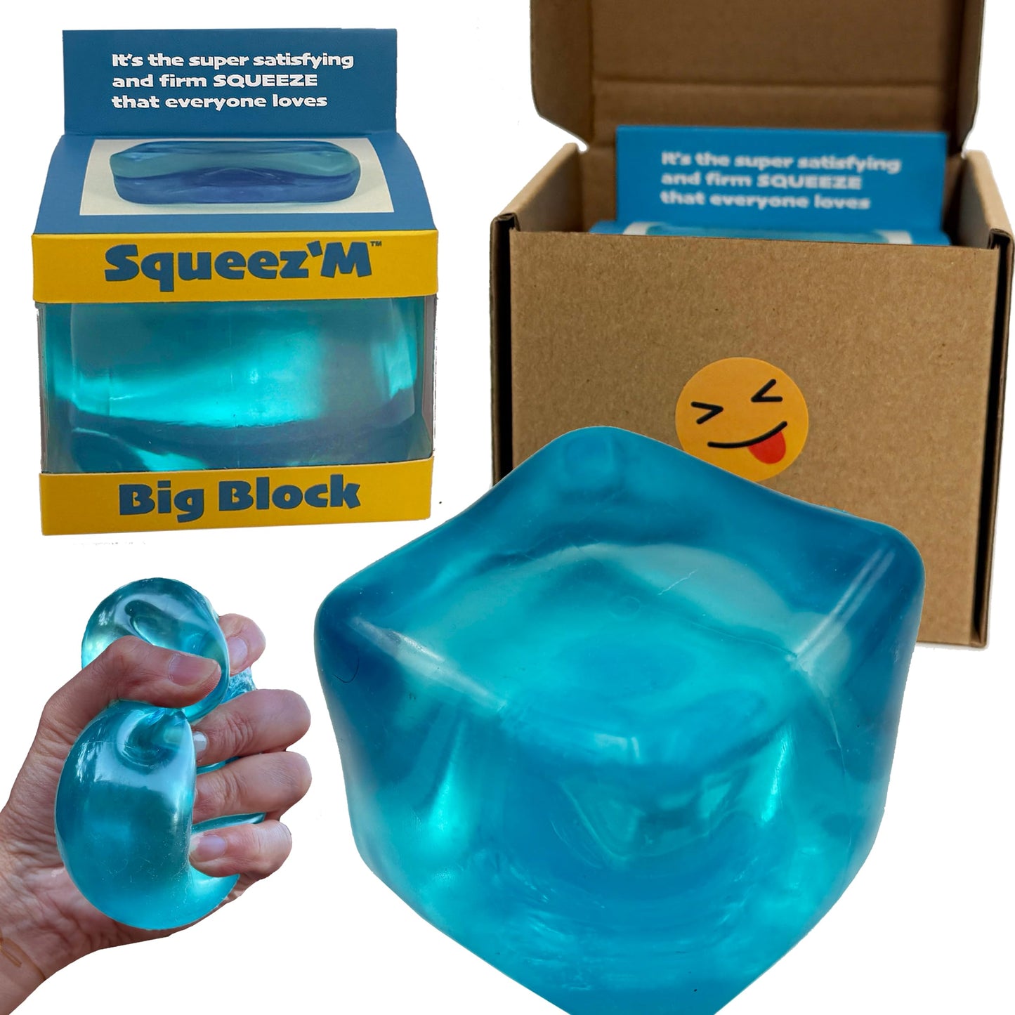 Squeez'M Premium Big Block Cube – 35% Larger Sensory Fidget for Focus & Play