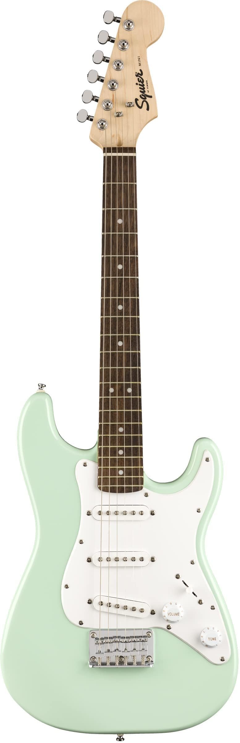Squier Mini Strat 3/4-Size Surf Green Bundle – Amp, Lessons, and Accessories