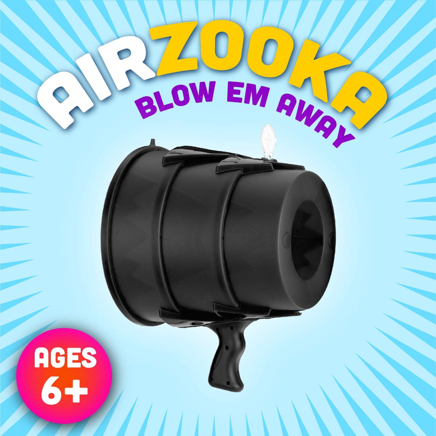 Squirrel Products AirZooka Air Blaster – Fun Indoor/Outdoor Air Toy for Ages 6+ (Black)