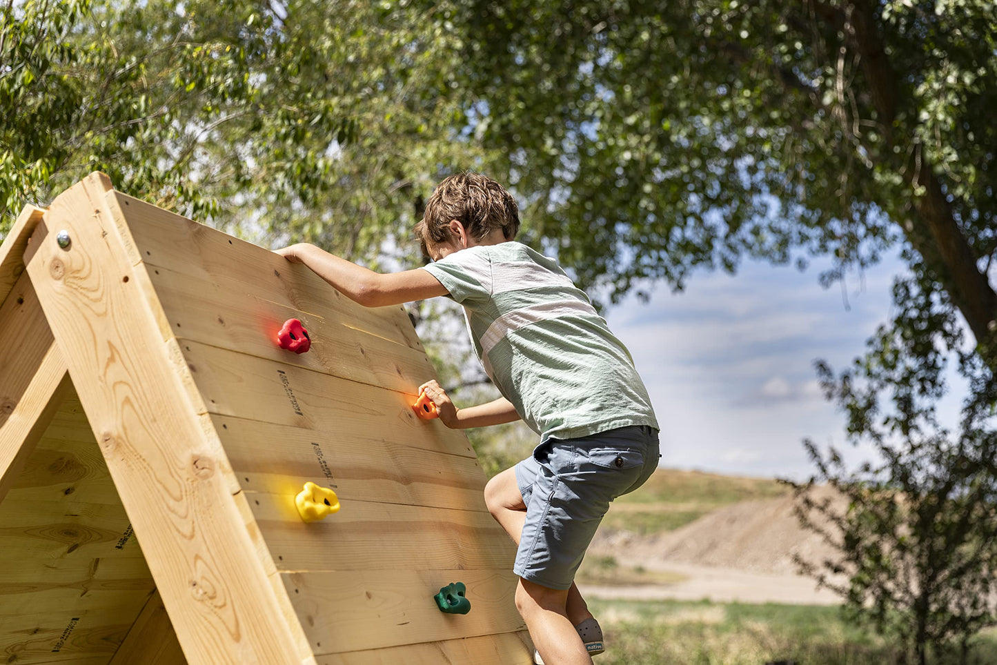 Squirrel Products 10 Large Rock Climbing Holds with Mounting Hardware – DIY Backyard Wall (Ages 3+)