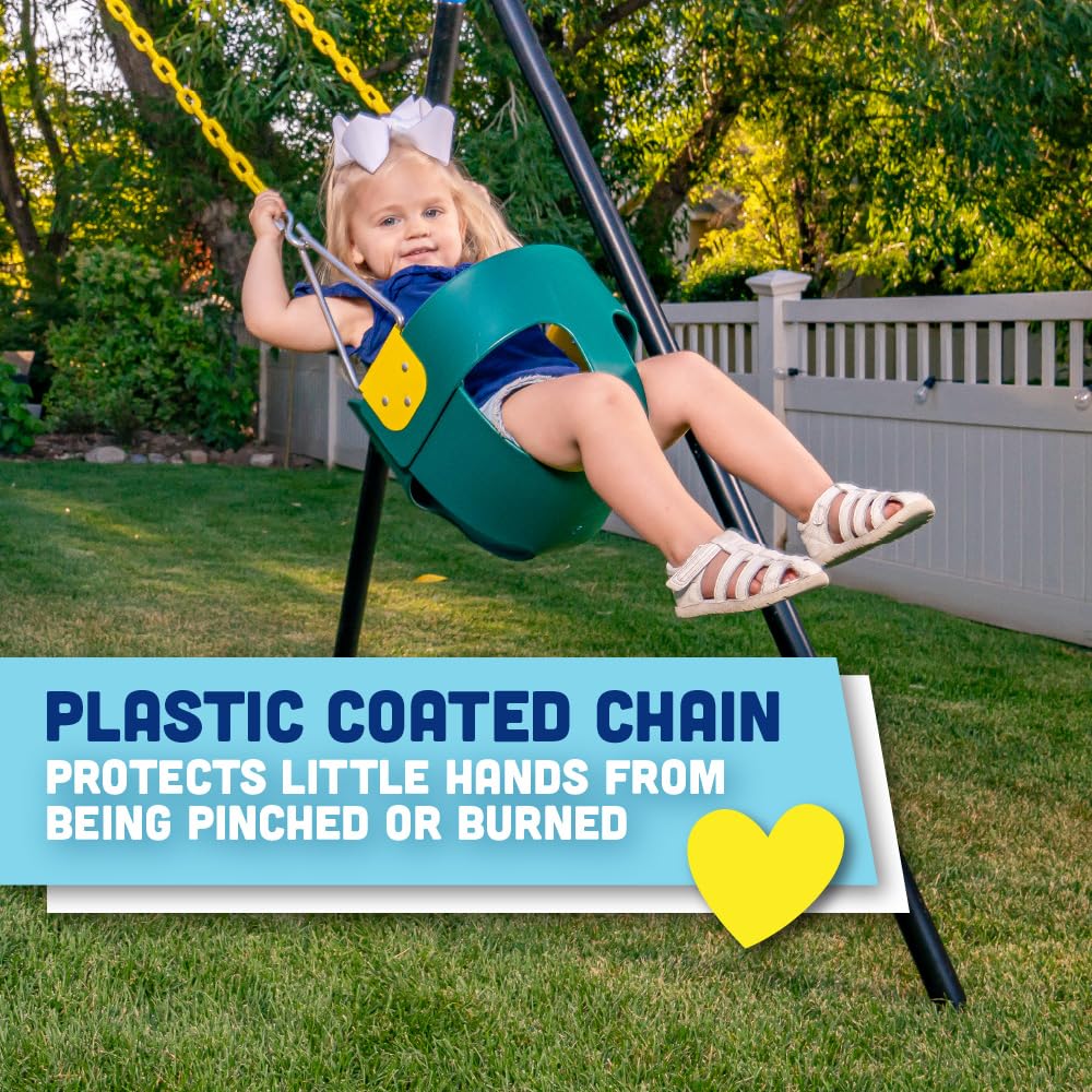 Squirrel Products High Back Toddler Swing Seat with Plastic Coated Chains – Green