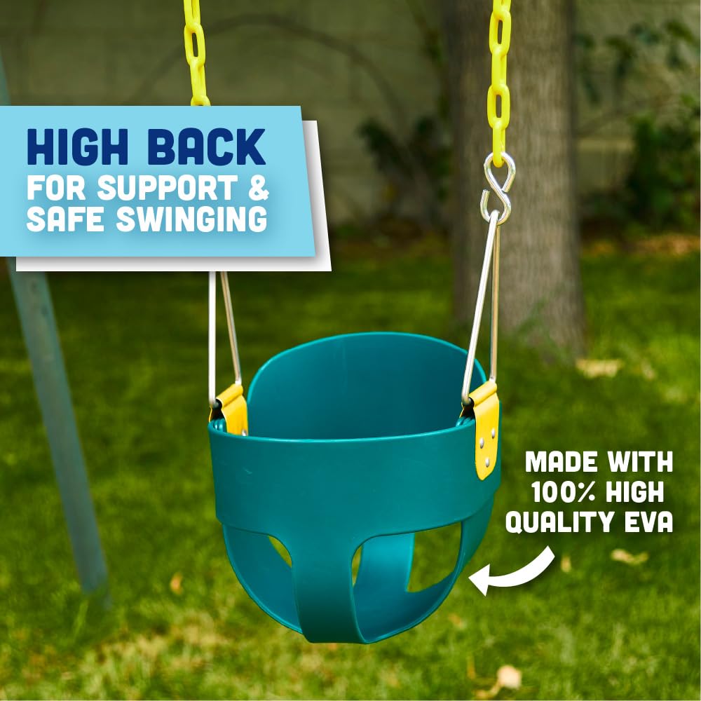 Squirrel Products High Back Toddler Swing Seat with Plastic Coated Chains – Green