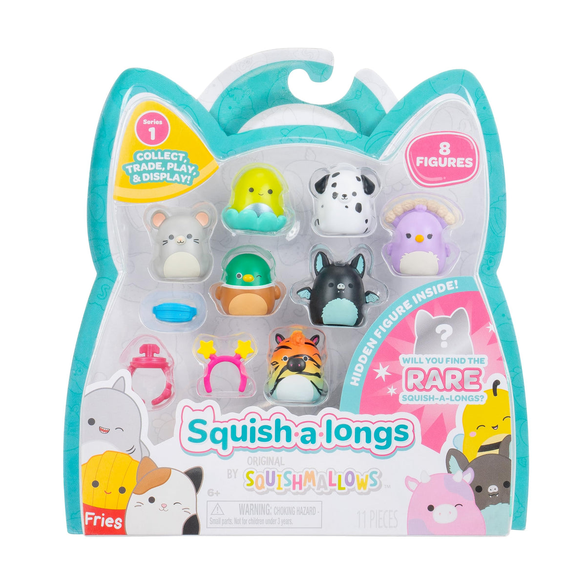 Squish-a-longs 8 Pack: 1-Inch Mini-Squish with Ring, Accessories & Collector’s Guide