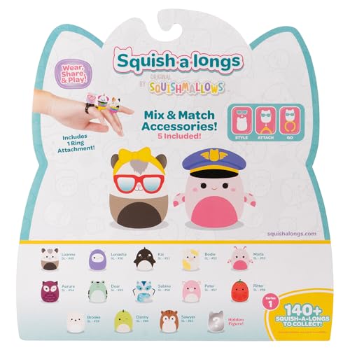 Squish-a-longs 14 Pack – 1” Mini-Squish with Accessories, Ring & Collector’s Guide | Collect, Trade & Play