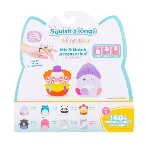 Squish-a-longs 8 Pack Mini-Squish with Ring, Accessories & Collector’s Guide