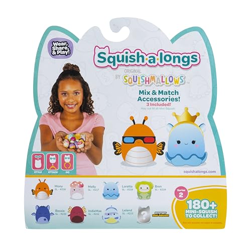 Squish-a-longs 8 Pack (Style 2-W2) – 8 Mini-Squish, Accessories, Ring & Collector’s Guide