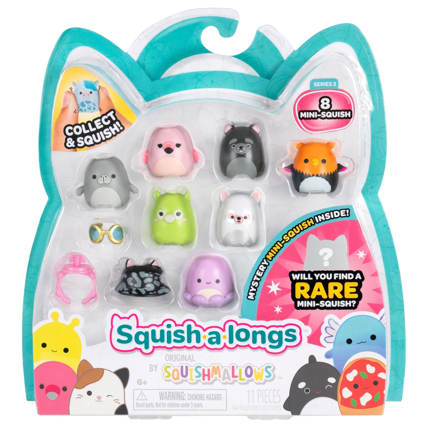 Squish-a-longs Mini-Squish 8-Pack Wave 3 Style 3 – Portable Collectibles with Accessories