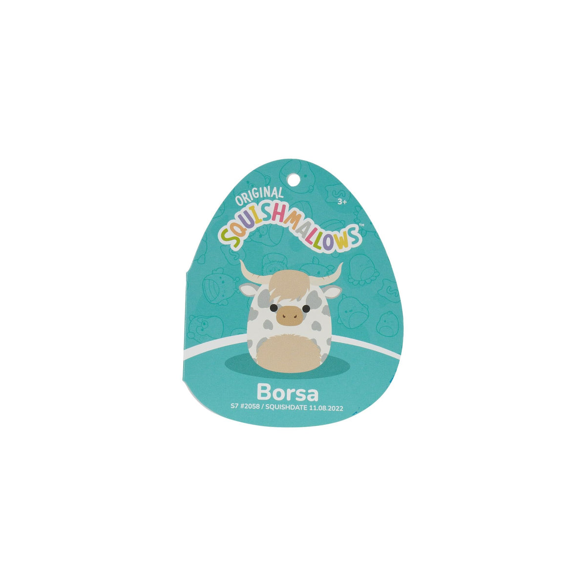 Squishmallows Original 7.5-Inch Borsa Grey Spotted Highland Cow Plush