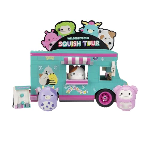 BLDR Squish Tour Van Building Set – Cam the Cat, Bubba & Brina | Squishmallows Fans 8+