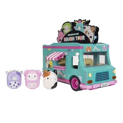 BLDR Squish Tour Van Building Set – Cam the Cat, Bubba & Brina | Squishmallows Fans 8+