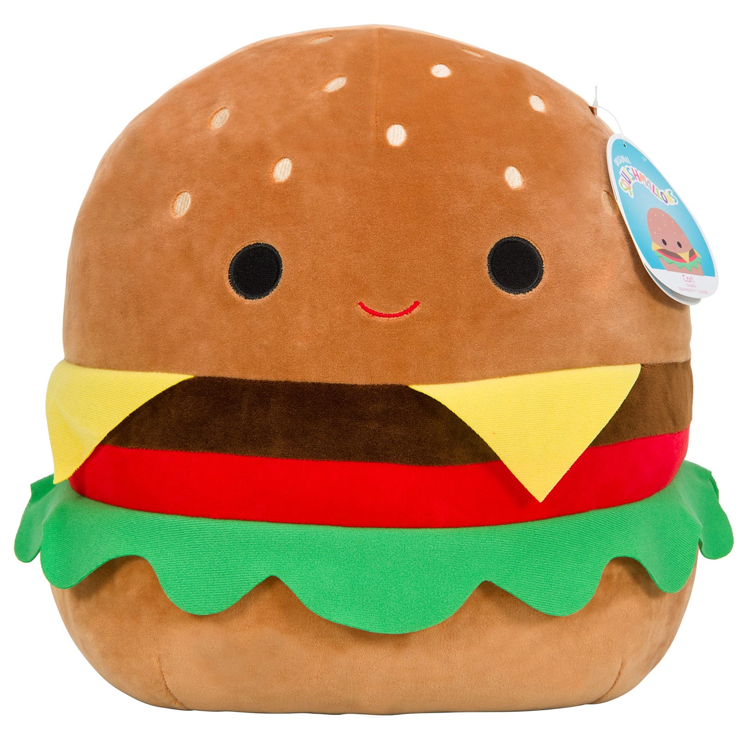 Squishmallows Carl the Cheeseburger Plush – 16-Inch Official Jazwares Big Pillow