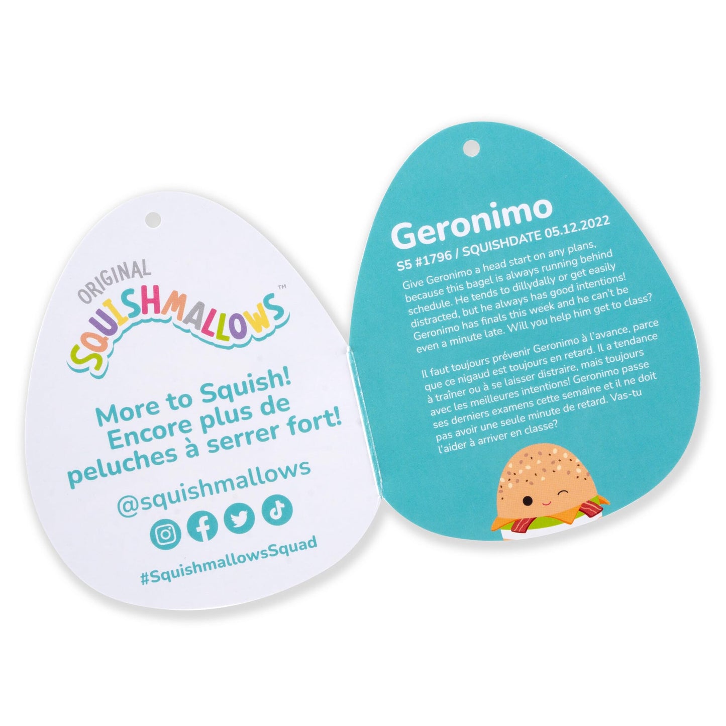 Squishmallows Original 5-Inch Geronimo Breakfast Bagel Plush – Official Jazwares