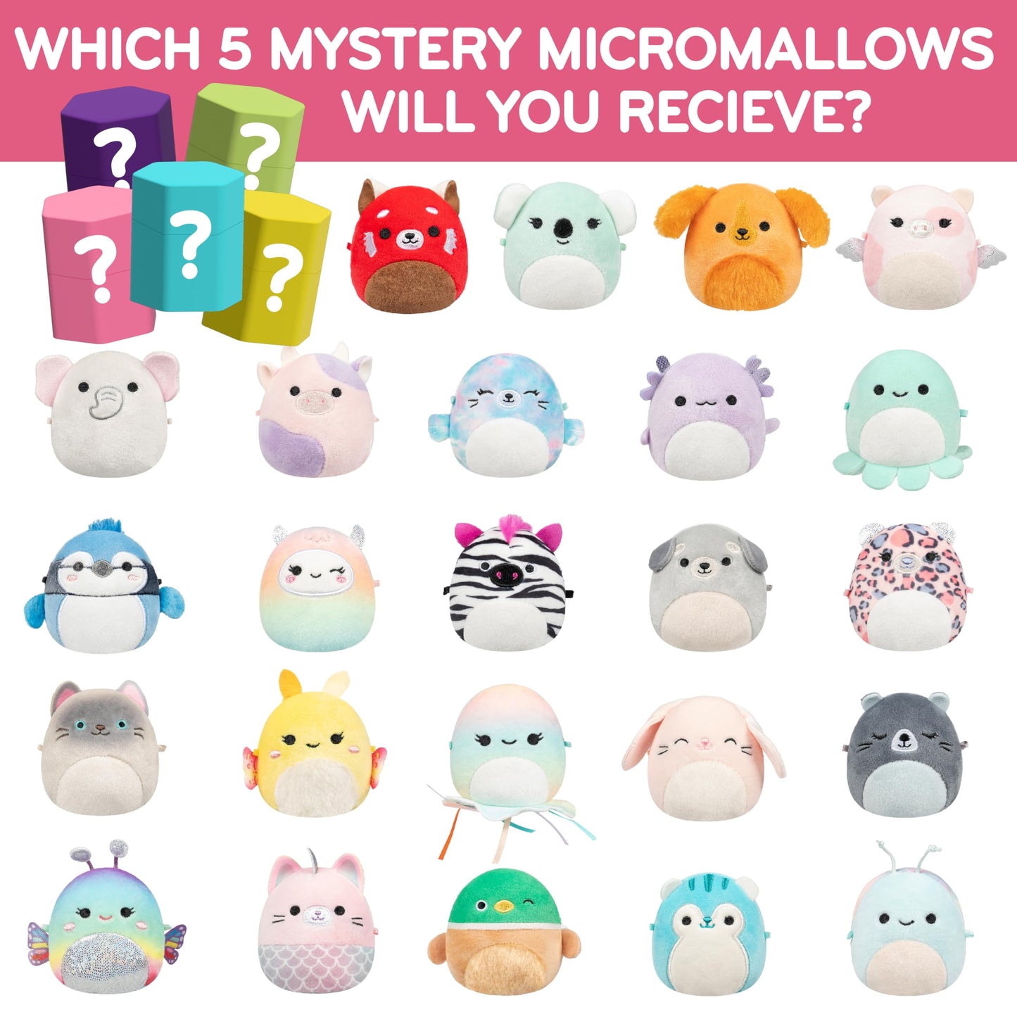 Squishmallows Micromallows Series 1 Mini Mystery Plush (5 Pack) – 2-Inch Collectible Squishmallows