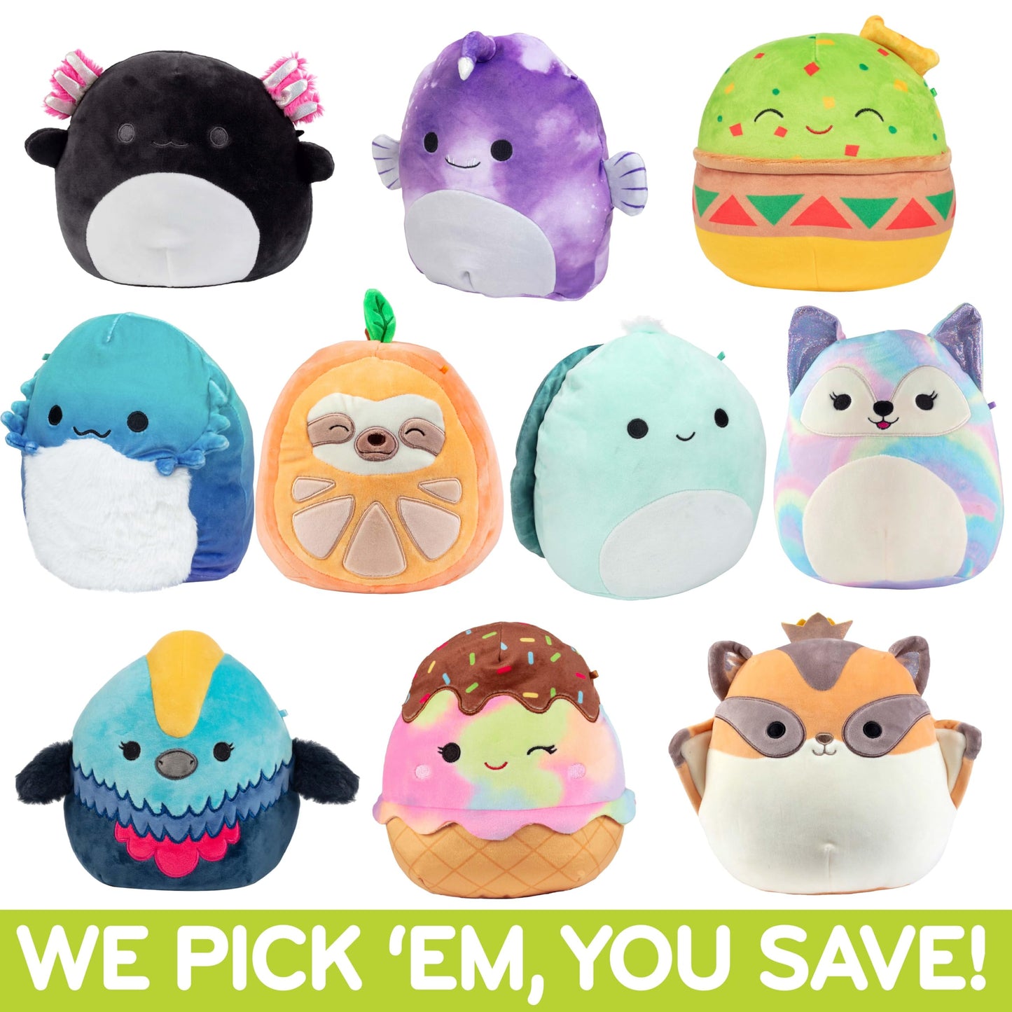 Squishmallows Mystery 8-Inch 2-Squish Value Pack — Three Jumbo Official Jazwares Plush