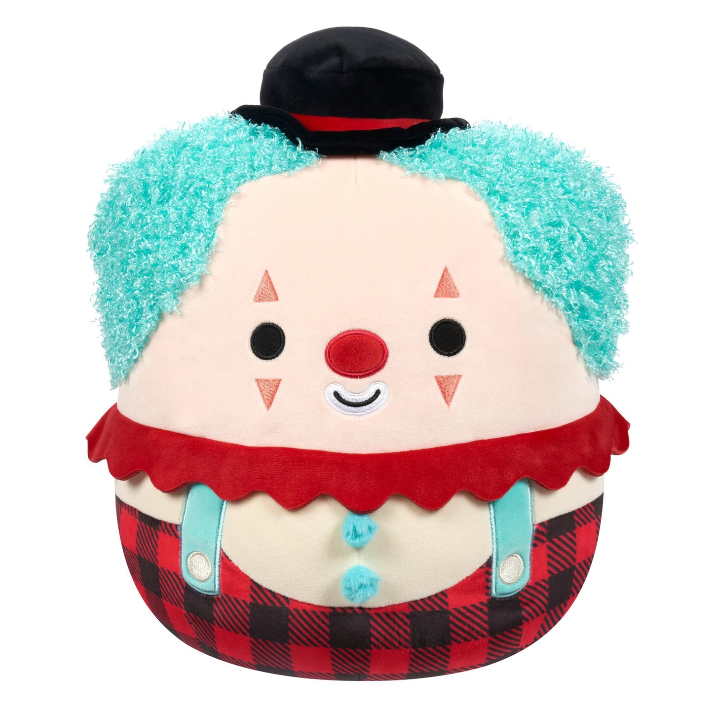 Squishmallows Original 12-Inch Ukee Clown Plush – Teal Hair, Black Bowler Hat | Official Jazwares
