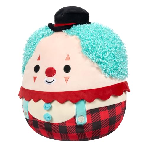 Squishmallows Original 12-Inch Ukee Clown Plush – Teal Hair, Black Bowler Hat | Official Jazwares