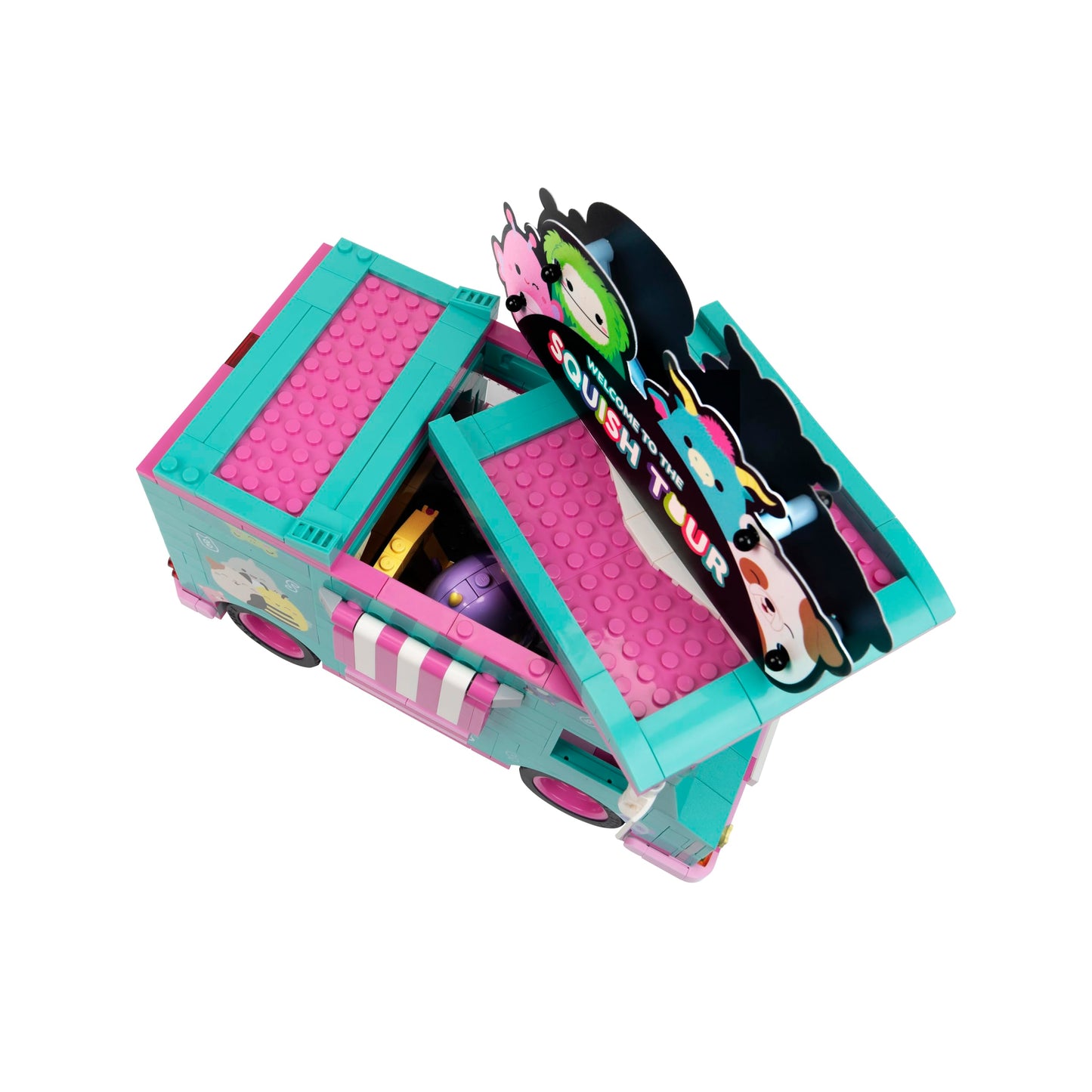 BLDR Squish Tour Van Building Set – Cam the Cat, Bubba & Brina | Squishmallows Fans 8+