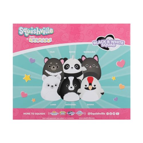 Squishville Black and White Squad Plush — Six 2-Inch Squishmallows