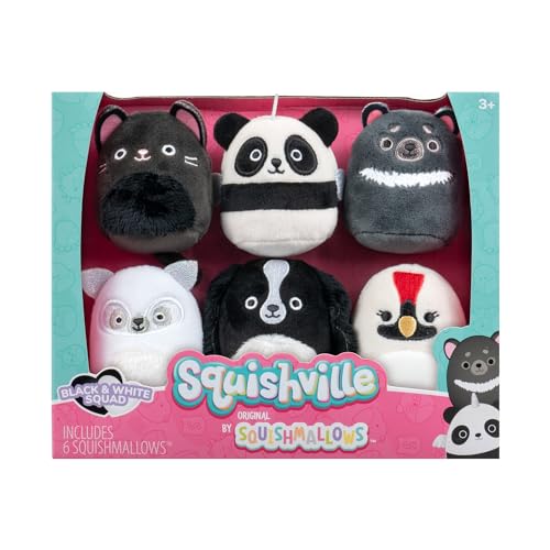 Squishville Black and White Squad Plush — Six 2-Inch Squishmallows