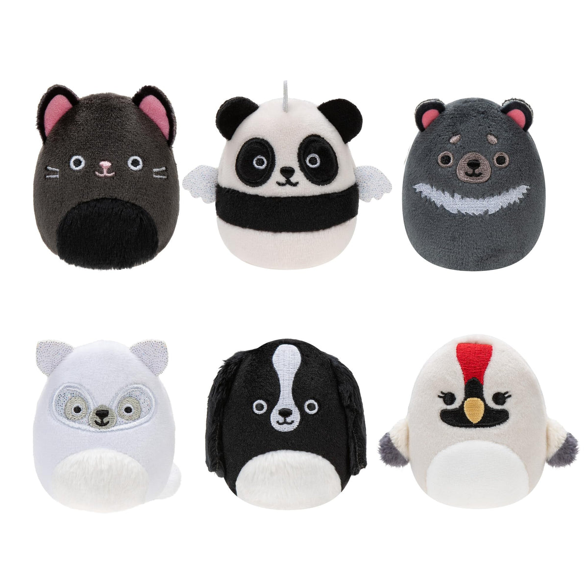 Squishville Black and White Squad Plush — Six 2-Inch Squishmallows