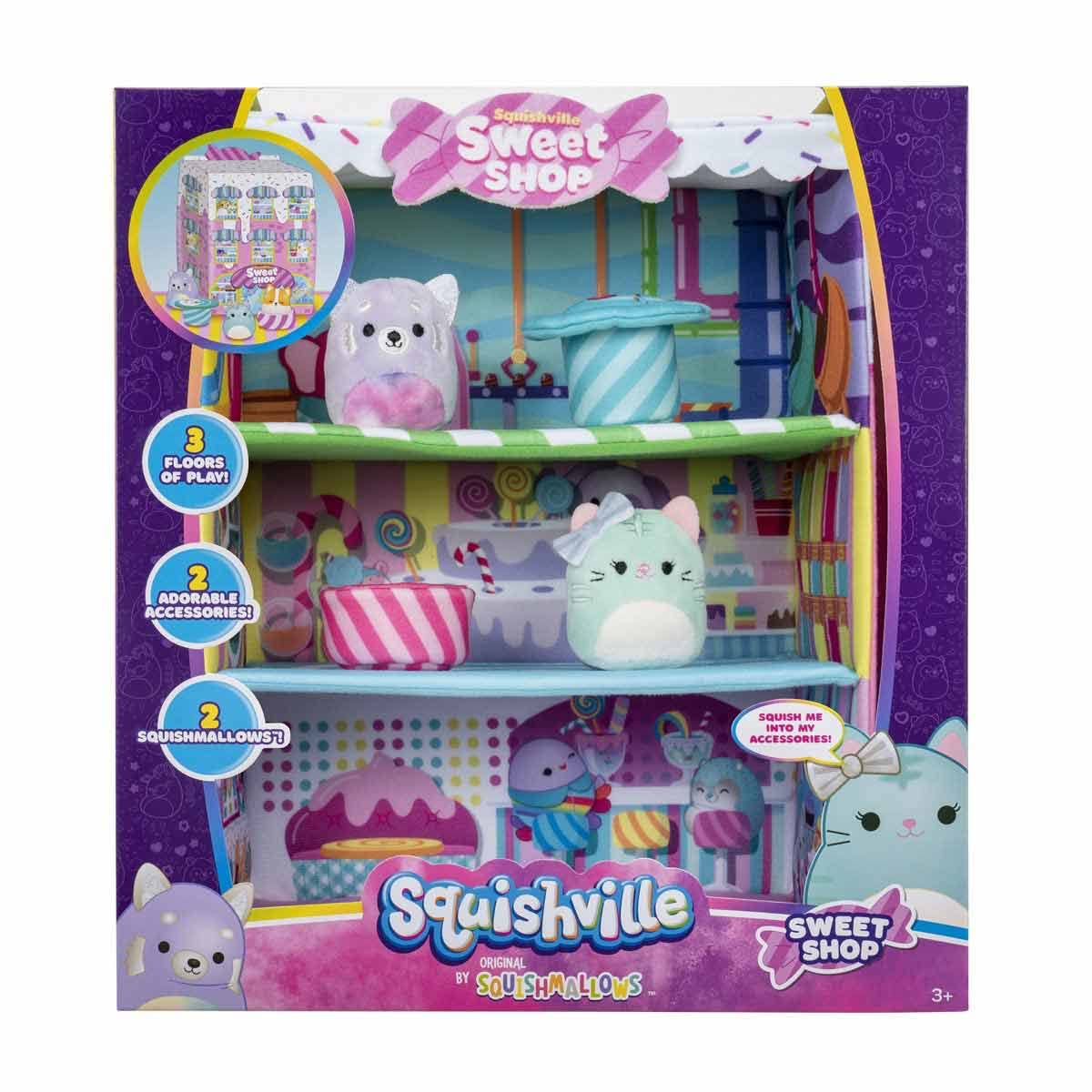 Squishville Sweet Shop Playset – 2-Inch Priya & Tres’zure, Bistro Table & Chair | Original Squishmallows