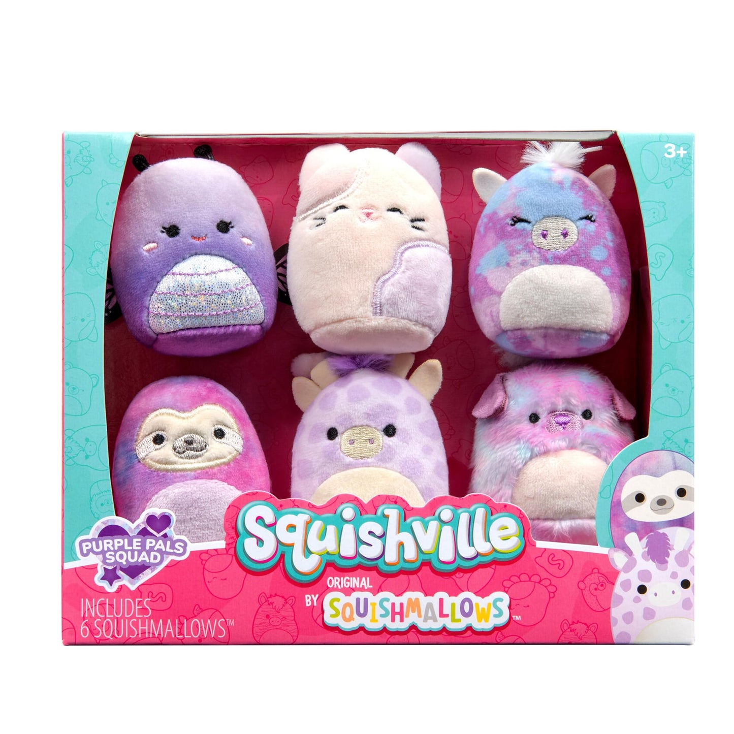 Squishville Purple Pals Squad 2-Inch Plush Set – Bashira, Mollie, Carlota, Patrick, Rida & Jazzy