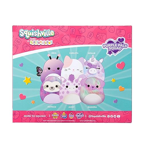 Squishville Purple Pals Squad 2-Inch Plush Set – Bashira, Mollie, Carlota, Patrick, Rida & Jazzy