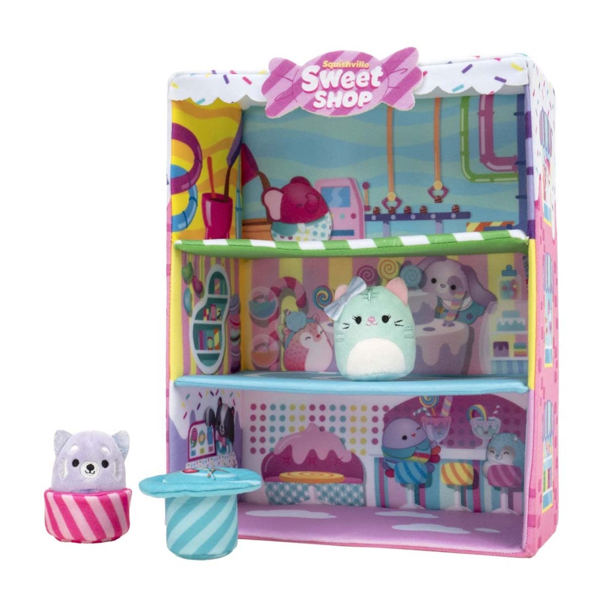 Squishville Sweet Shop Playset – 2-Inch Priya & Tres’zure, Bistro Table & Chair | Original Squishmallows