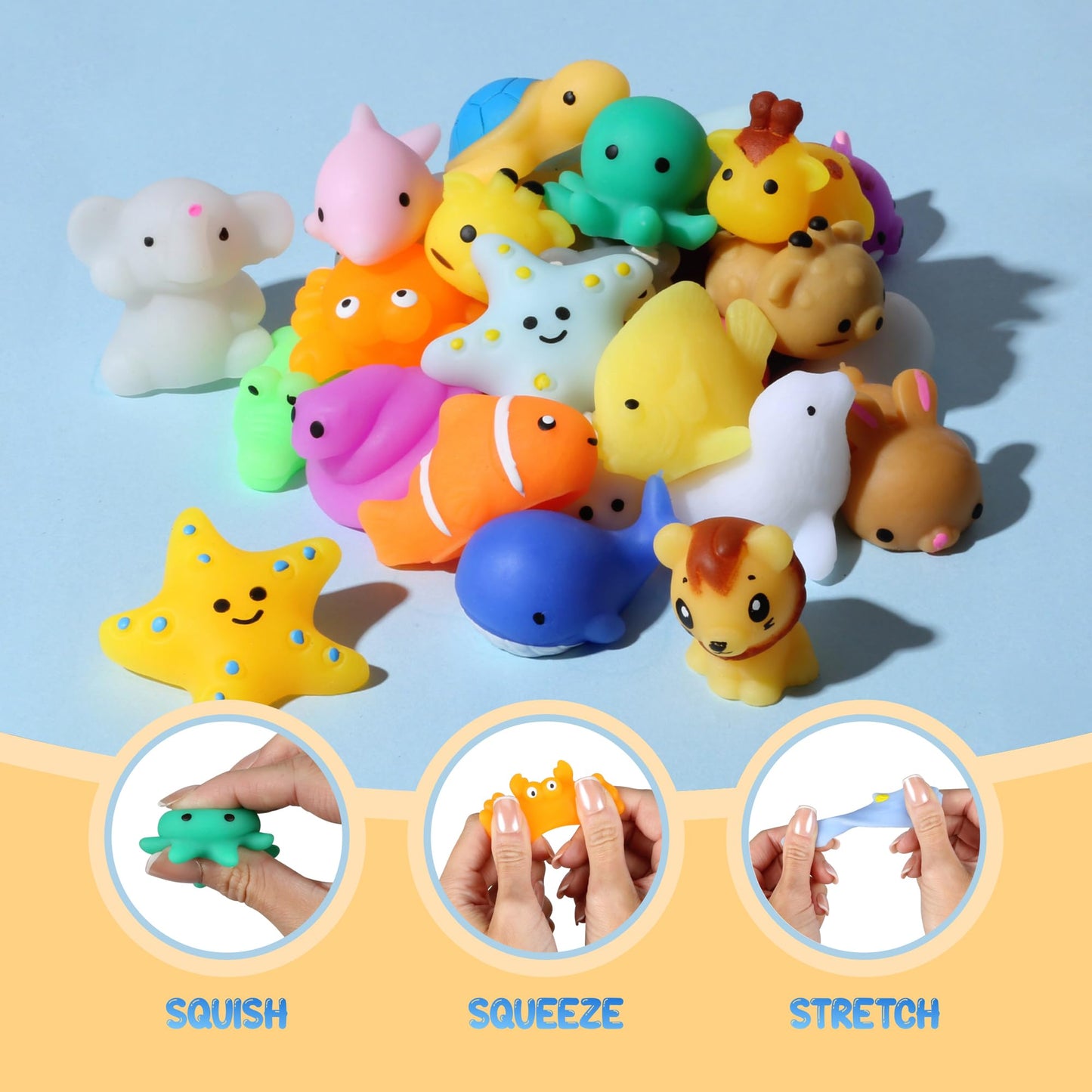 Squochi Mystery Pack Mochi Squishies – 80pcs Bulk Blind Bags, Interactive Box & Tote