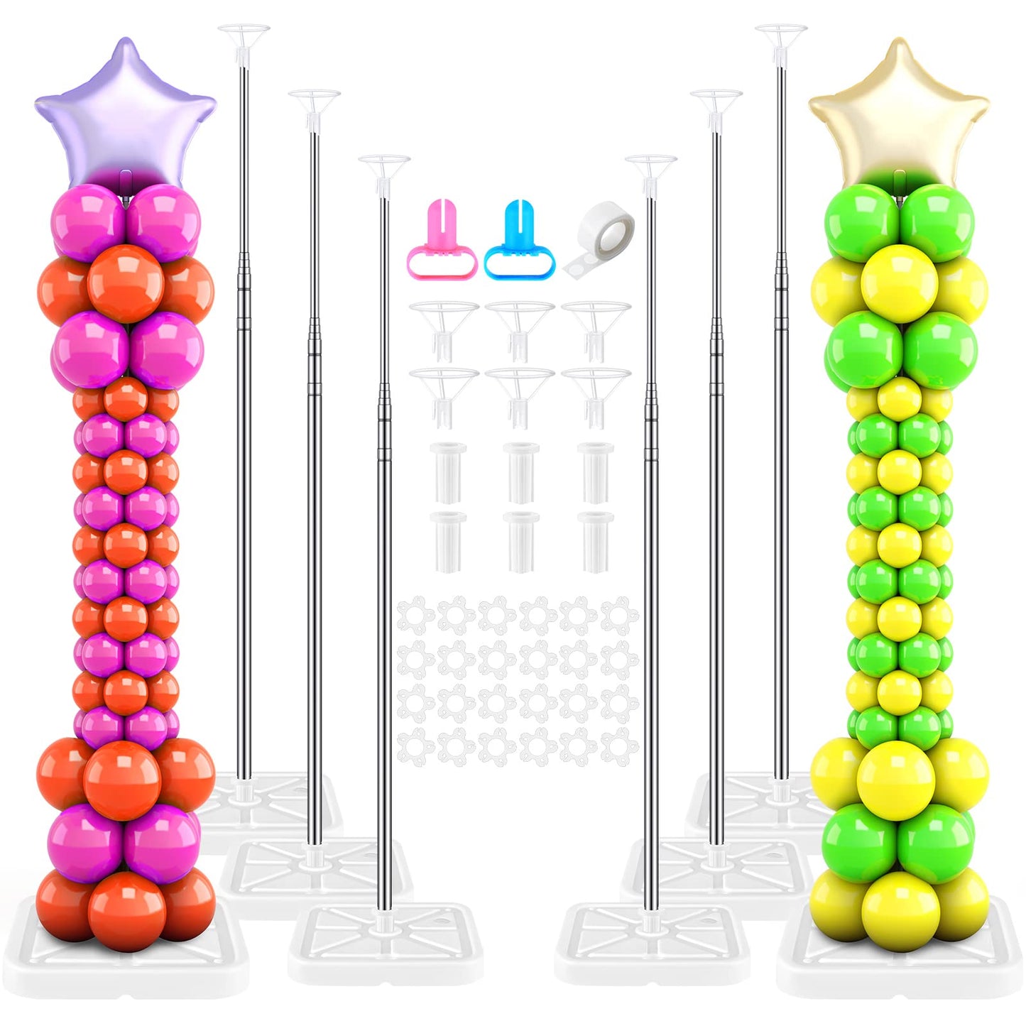 Sratte 6 Sets Balloon Column Stand Kit - 6.6 ft Adjustable Balloon Tower for Weddings & Parties