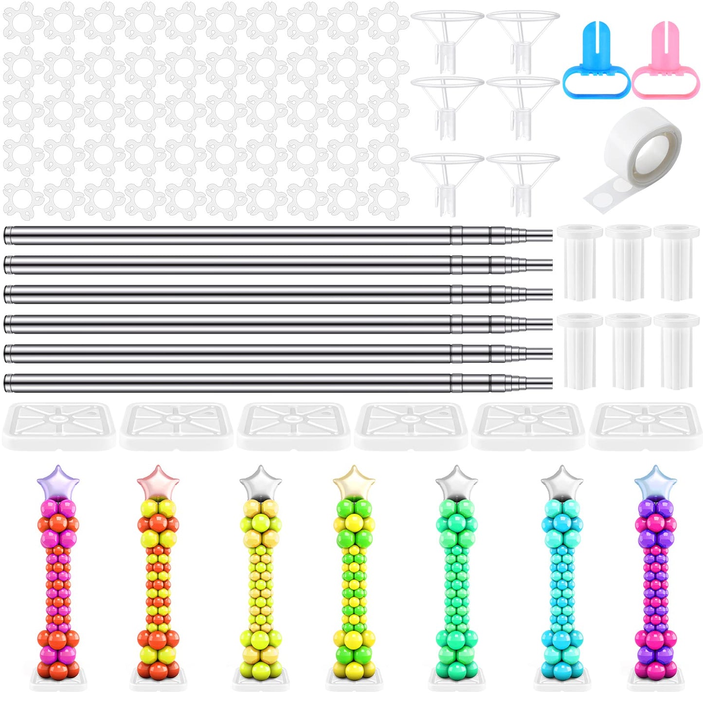 Sratte 6 Sets Balloon Column Stand Kit - 6.6 ft Adjustable Balloon Tower for Weddings & Parties
