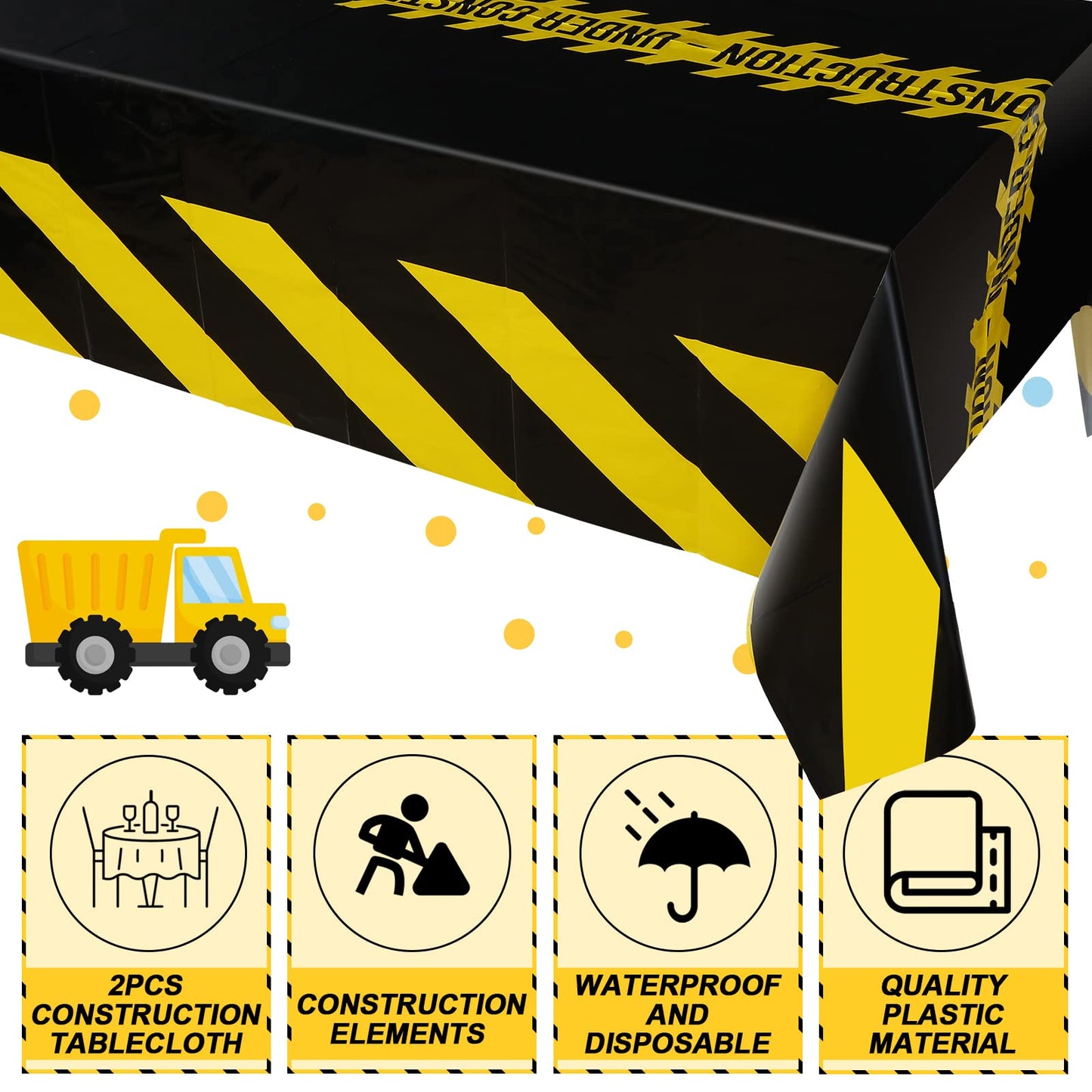 Sratte 62-pcs Construction Birthday Party Supplies Set for Kids – Dress Up Kit