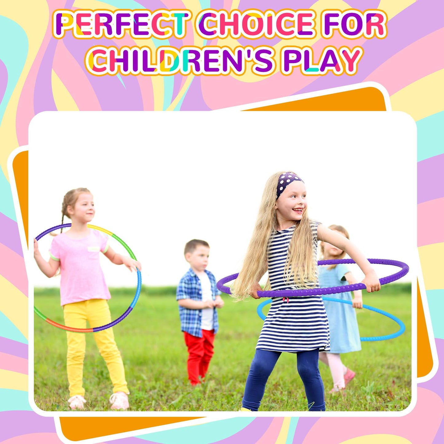 Sratte 12 Pcs Toy Hoop Set - Detachable & Adjustable 32 Inch Colorful Hoops