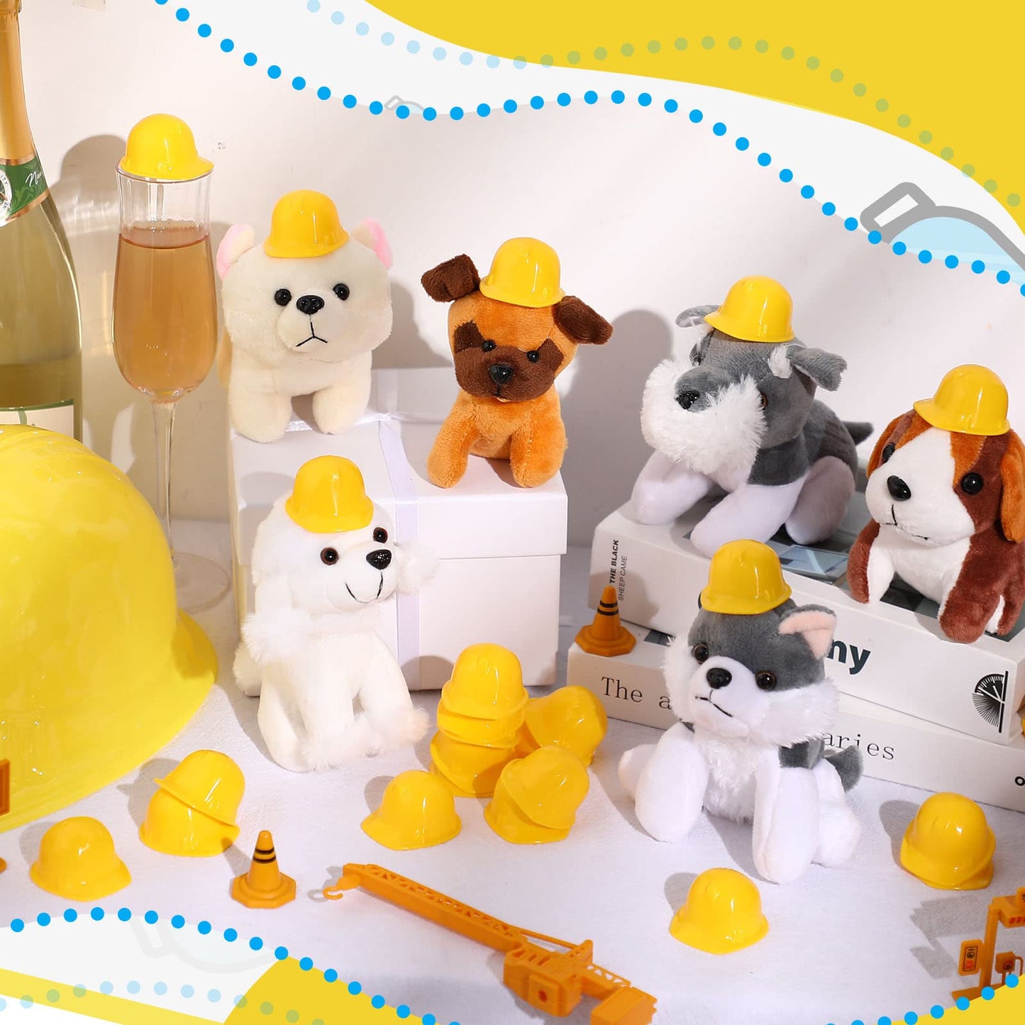 Sratte 50 Pcs Yellow Miniature Construction Hats – Bottle Topper & Party Decor