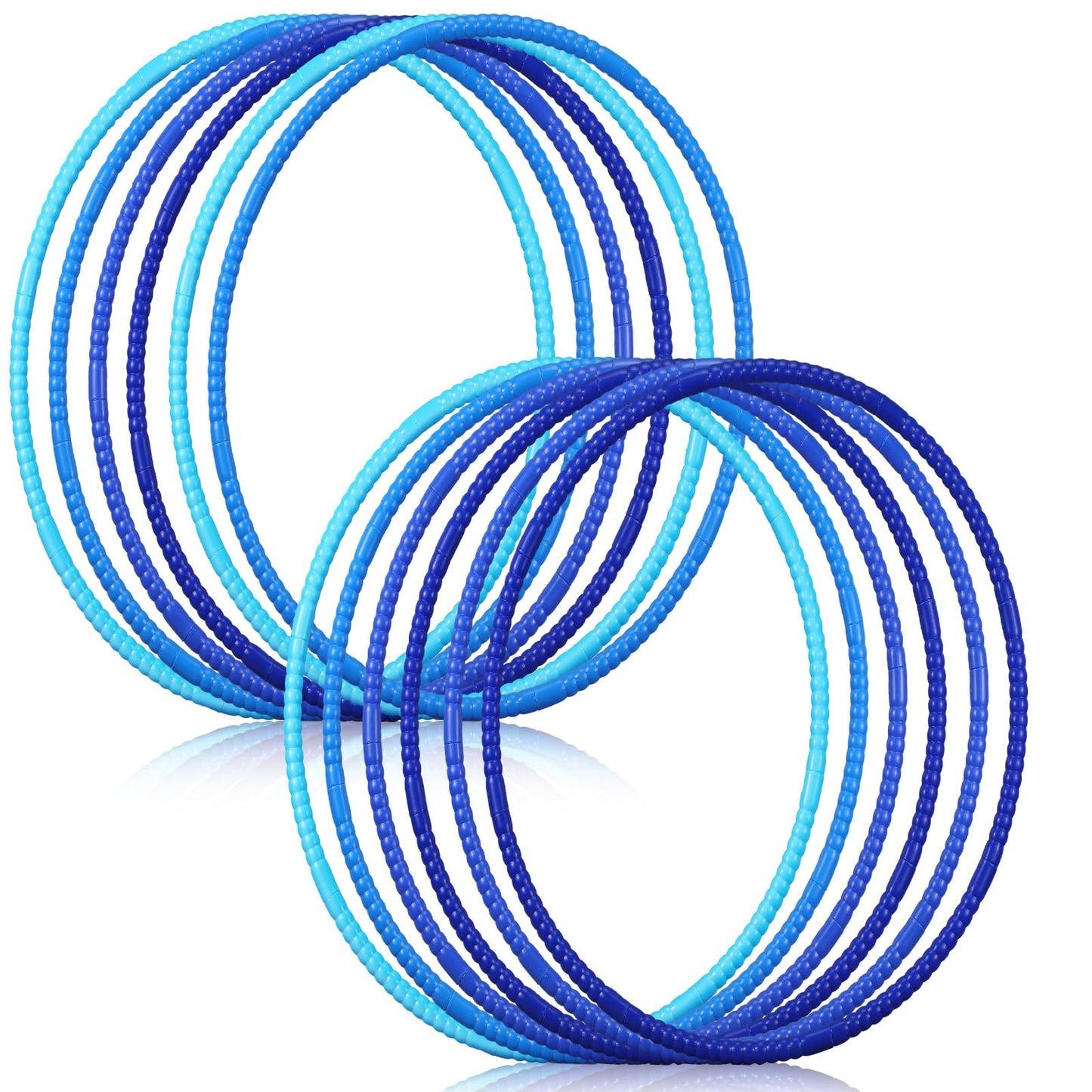 Sratte 12 Pcs Toy Hoop for Kids – Detachable, Adjustable 28-Inch Blue Series, Self-Assembly Gymnastics Ring