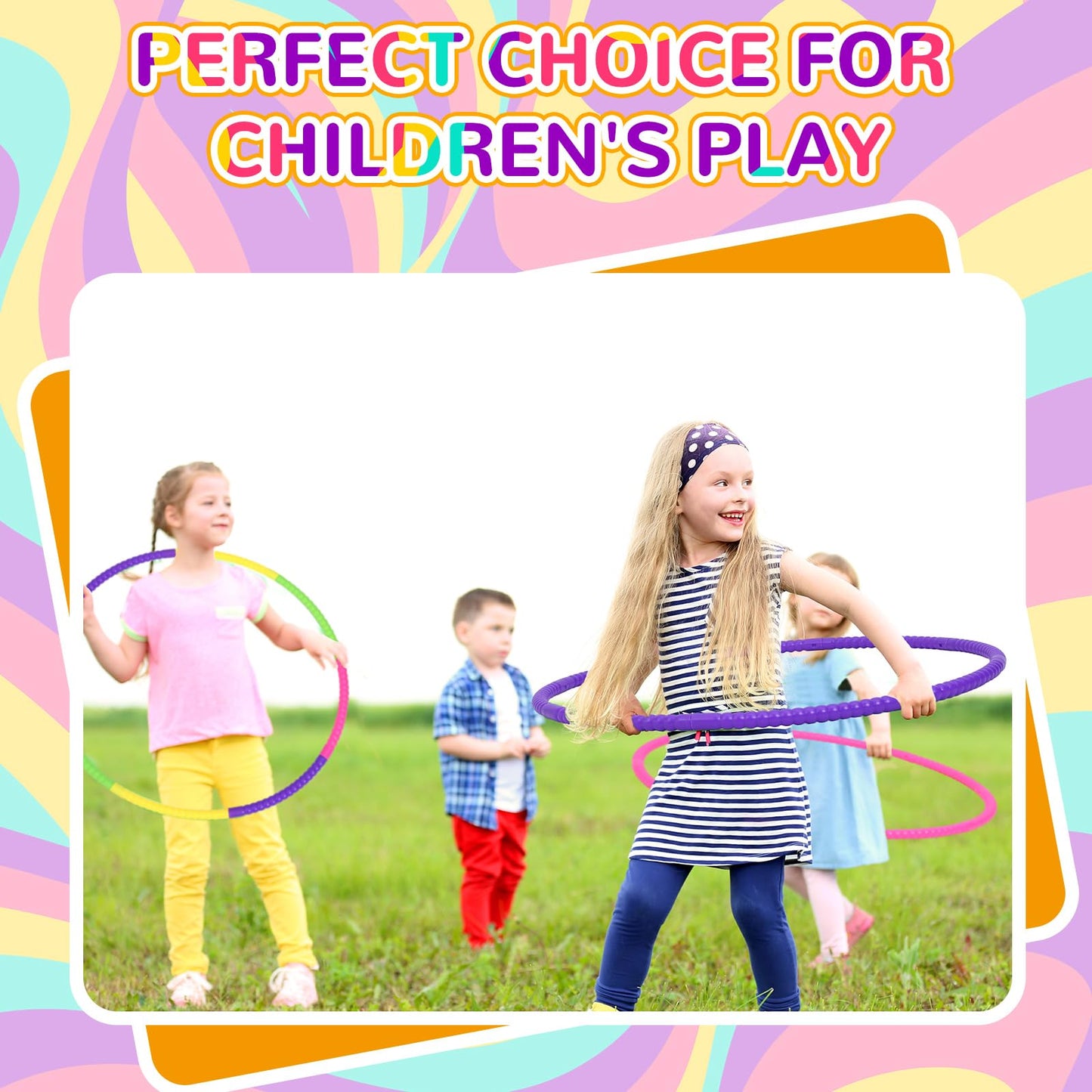Sratte 12 Pcs Toy Hoop – Detachable, Adjustable 28-Inch Colorful Hoop for Kids