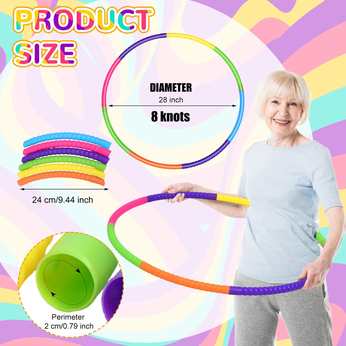 Sratte 12 Pcs Toy Hoop Set | Detachable Adjustable 28 Inch Exercise Ring for Kids, Teens & Pets