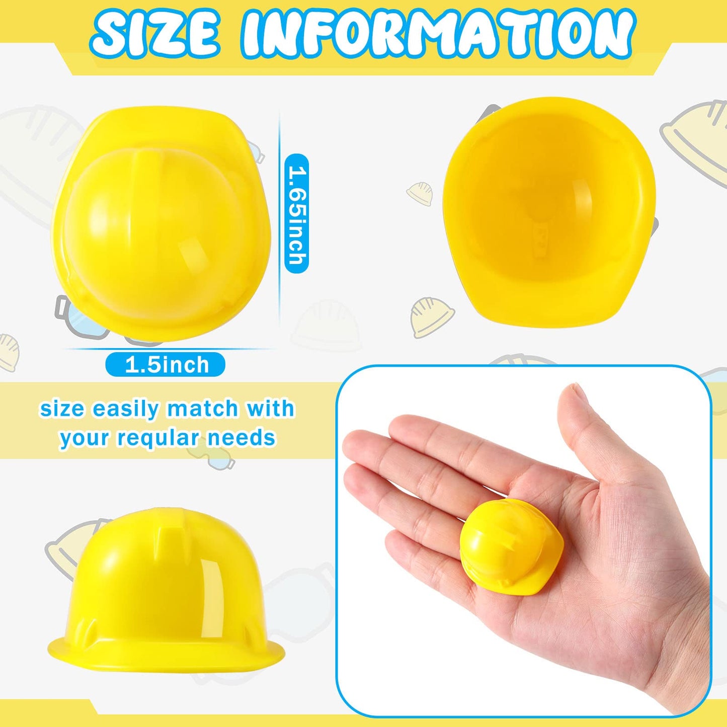 Sratte 50 Pcs Yellow Miniature Construction Hats – Bottle Topper & Party Decor