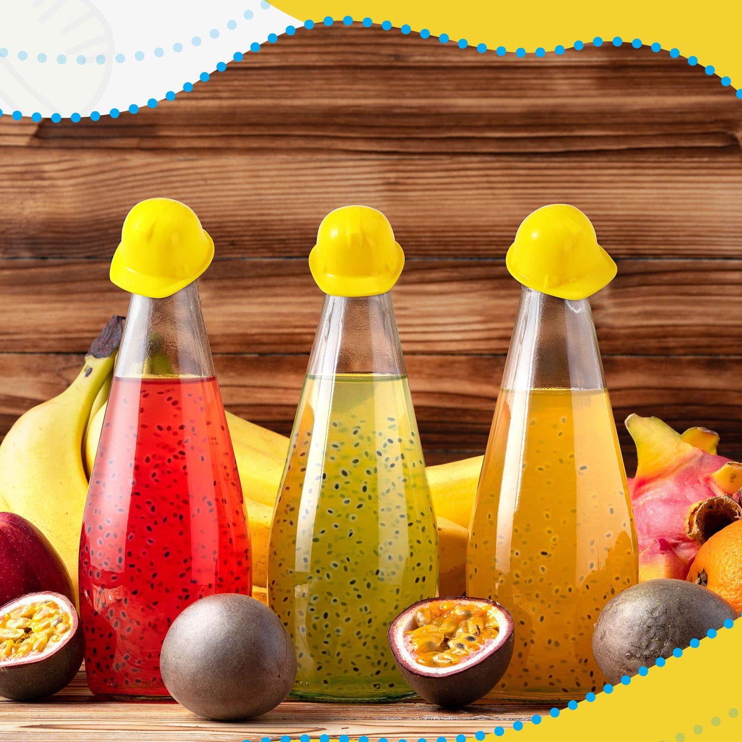 Sratte 50 Pcs Yellow Miniature Construction Hats – Bottle Topper & Party Decor