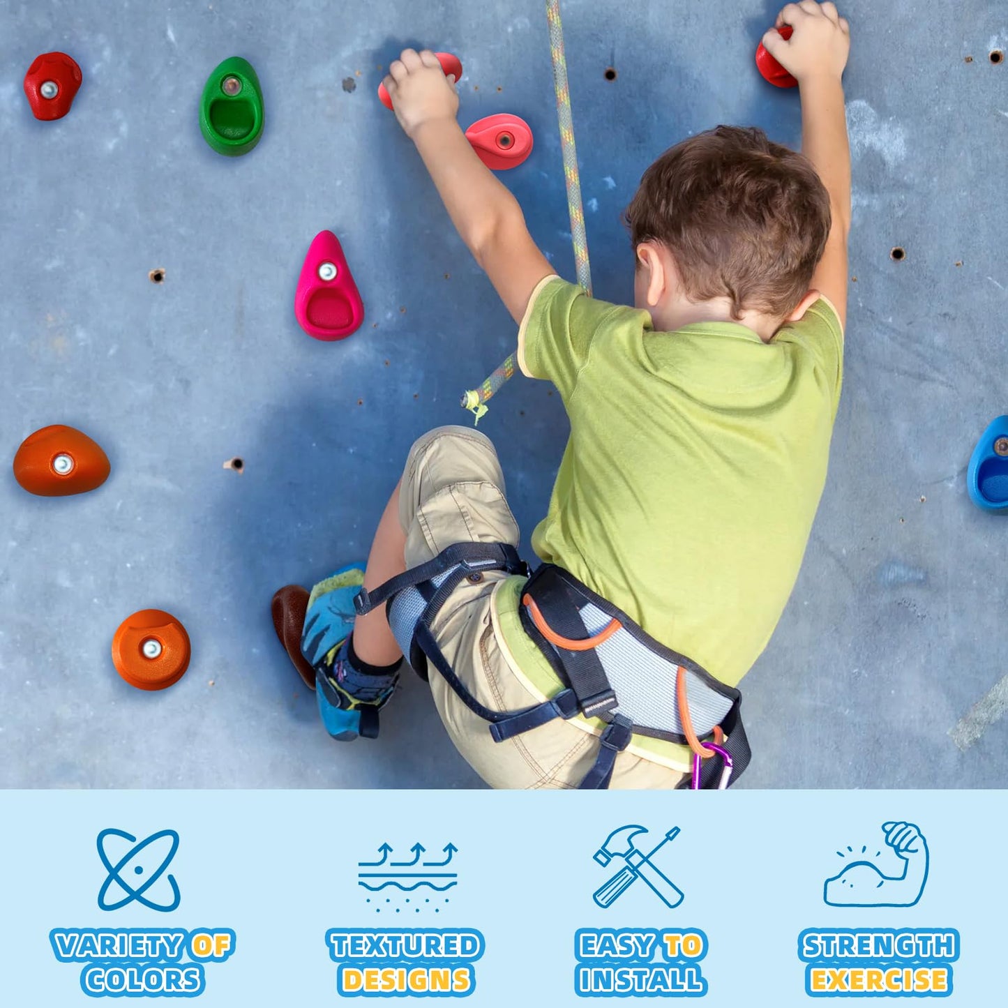 SREHRLY 32-Piece Rock Climbing Wall Holds — Indoor/Outdoor Kit Up to 230 lbs