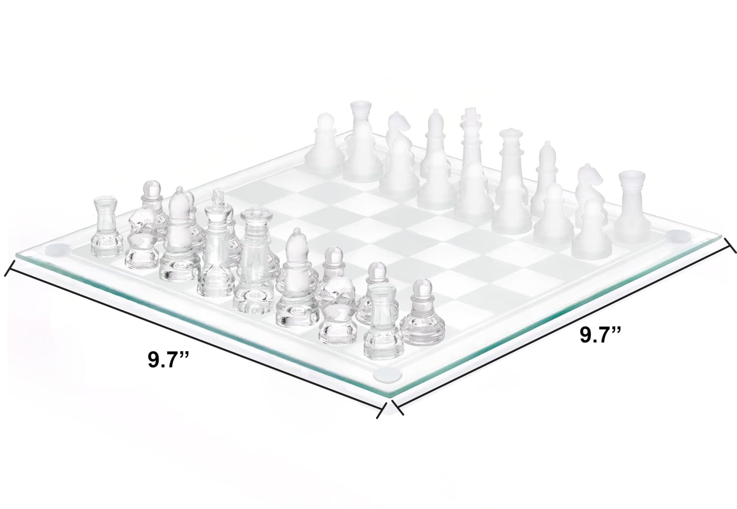 Srenta Fine Glass Chess Set – Modern 9.7'' Crystal Board with Clear & Frosted Pieces