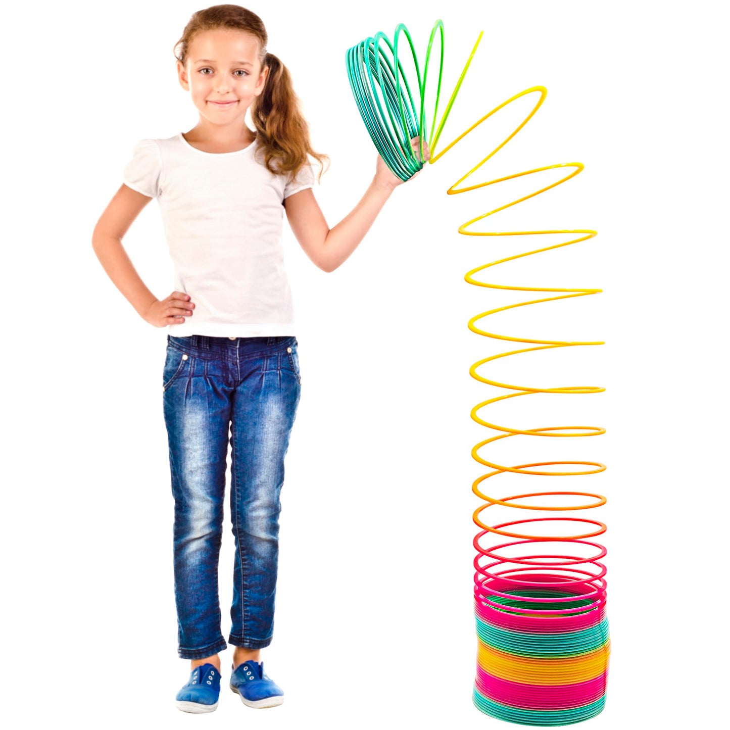 Srenta Giant Rainbow Slinkie – 6-inch Jumbo Coil Spring Toy for Kids