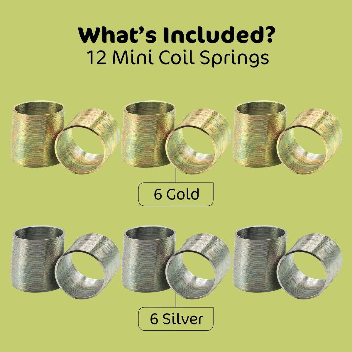 Srenta 1-Inch Mini Metal Coil Spring – Silver & Gold Variety, Pack of 12